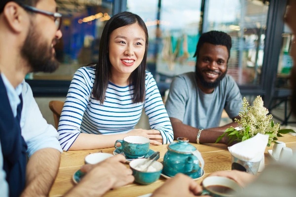 group of friends drinking chinese tea