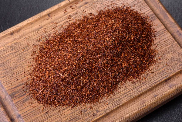 rooibos tea without caffeine on a board