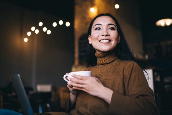 woman drinking chai tea